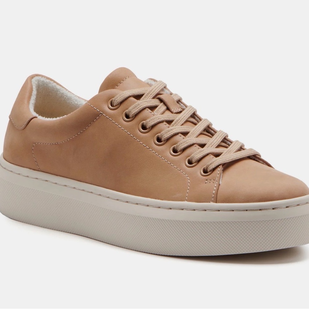 Abeo Women's Tan Leather Platform Sneakers